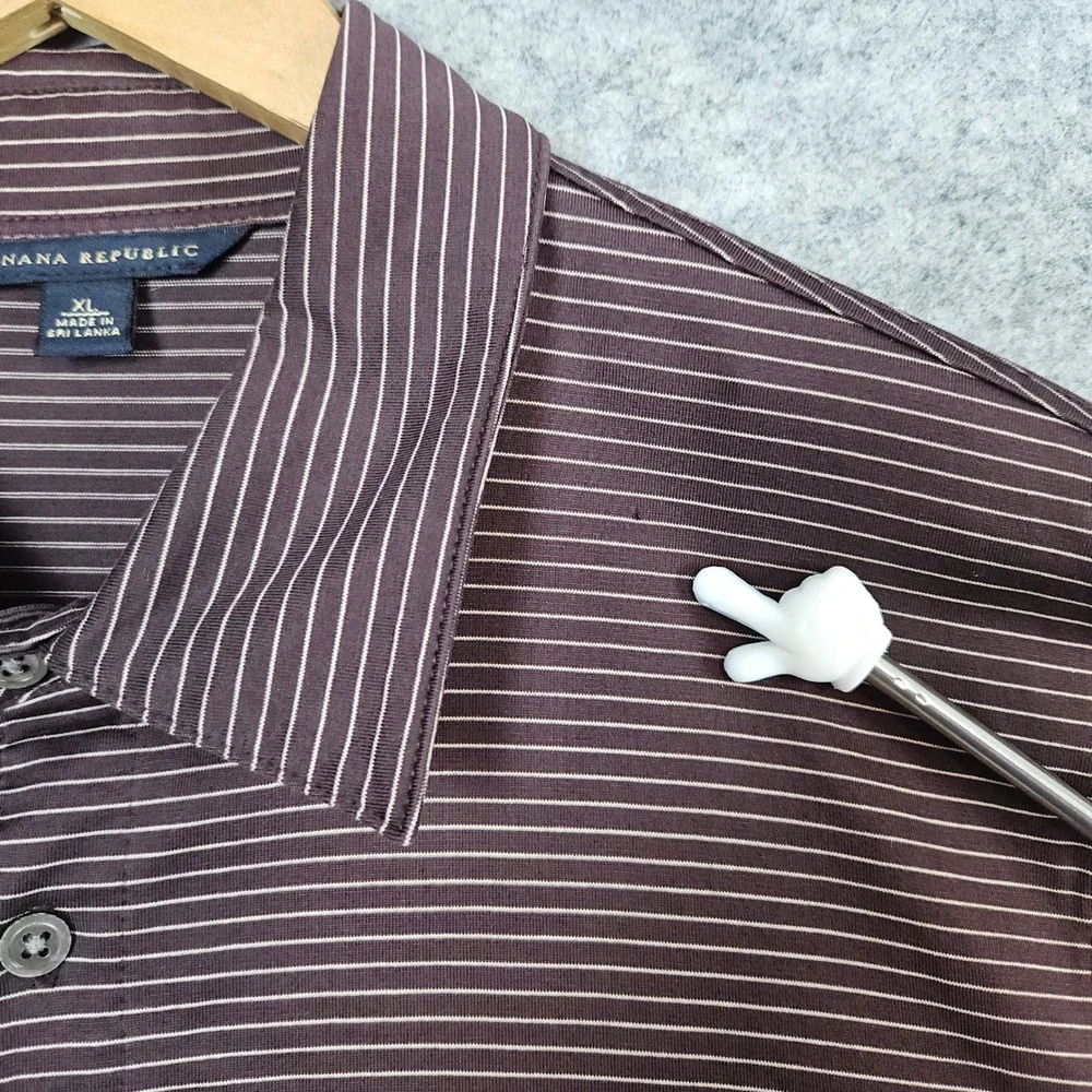 Banana‎ Republic Men's Brown Striped Polo Shirt Size XL 100% Cotton PINHOLE